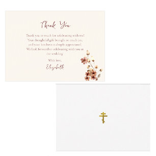 Wijnkleurige Boho Bloemen Orthodoxe Bruidsdouche Bedankkaart