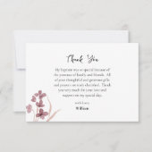 Wijnkleurige Boho Bloemen Orthodoxe Doop Bedankkaart (Voorkant)