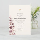 Wijnkleurige Boho Bloemen Orthodoxe Doop Kaart (Staand voorkant)