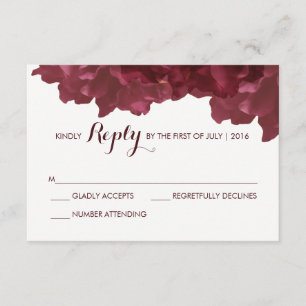 Wijnkleurige Floral RSVP-kaart RSVP Kaartje