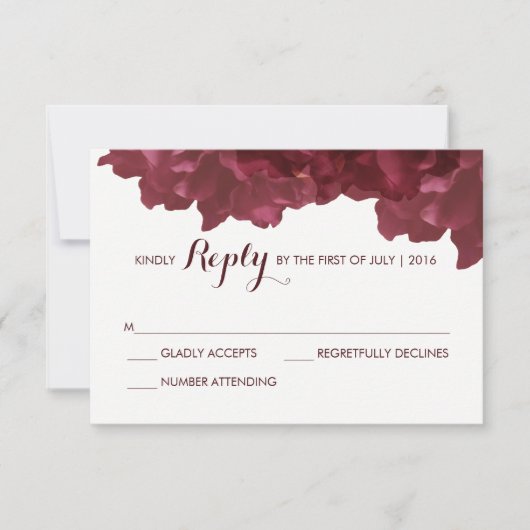 Wijnkleurige Floral RSVP-kaart RSVP Kaartje (Voorkant)