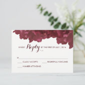 Wijnkleurige Floral RSVP-kaart RSVP Kaartje (Staand voorkant)