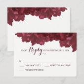 Wijnkleurige Floral RSVP-kaart RSVP Kaartje (Voorkant / Achterkant)