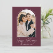 Wijnkleurige Kerstkaart met Foto (Staand voorkant)
