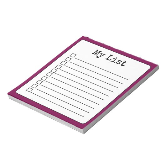 Wijnkleurige Retro Custom Checklist Lined Notitieblok (Linkerzijde)