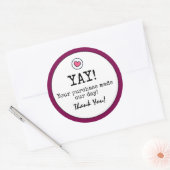 Wijnkleurige retro met hart business bedankt ronde sticker (Envelop)