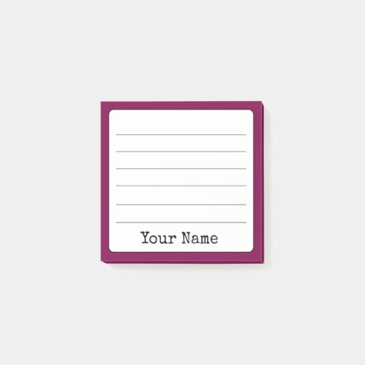 Wijnkleurige retro Voeg Jouw naam toe gevoerd Post-it® Notes (Voorkant)