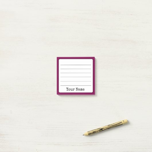 Wijnkleurige retro Voeg Jouw naam toe gevoerd Post-it® Notes (Op bureau)