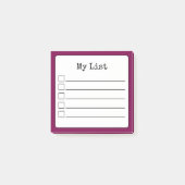 Wijnkleurige retroline checklist post-it® notes (Voorkant)