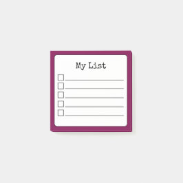Wijnkleurige retroline checklist post-it® notes