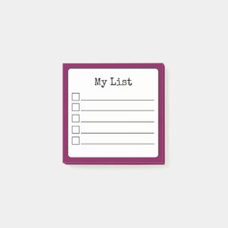 Wijnkleurige retroline checklist post-it® notes