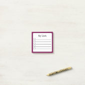 Wijnkleurige retroline checklist post-it® notes (Op bureau)