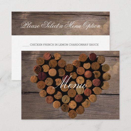 Wijnkurk #2 Menukaart Kaart (Voorkant / Achterkant)