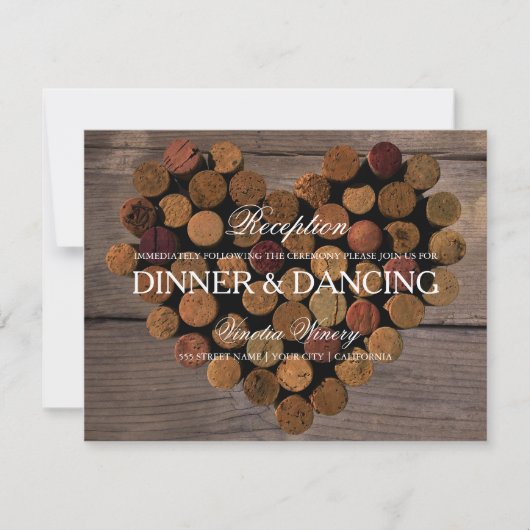 Wijnkurk #2 Rustieke Ontvangstkaart Kaart (Voorkant)