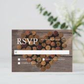 Wijnkurk #2 rustieke RSVP-kaart RSVP Kaartje (Staand voorkant)