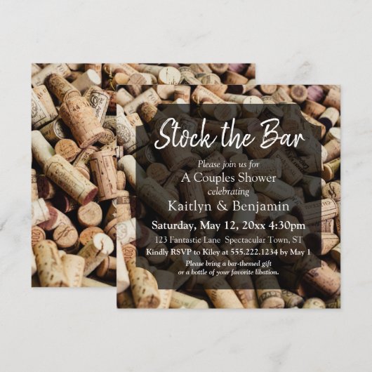 Wijnkurk foto, Stock de Bar Koppels Douche 2 Kaart (Voorkant / Achterkant)