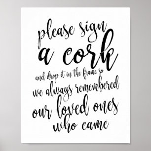 Wijnkurk gastboek rustieke trouw 8x10 bord poster