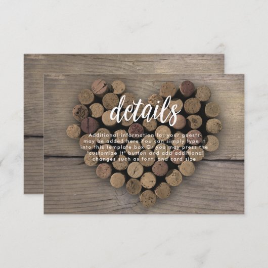 Wijnkurk hart Details Kaart (Voorkant / Achterkant)