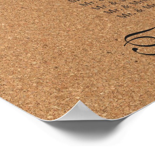 Wijnkurk Monogram zitplaatskaart 16 Poster (Hoek)