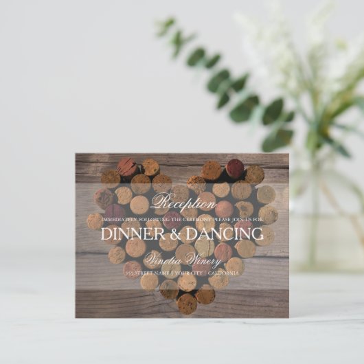 Wijnkurk Rustieke Ontvangstkaart Informatiekaartje (Staand voorkant)