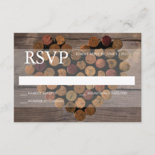 Wijnkurk rustieke RSVP-kaart RSVP Kaartje