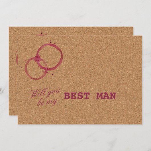 Wijnkurk Trouwfeest Wil je mijn GETUIGE zijn Kaart (Voorkant / Achterkant)