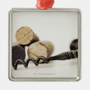 Wijnkurken met kurkschroef metalen ornament