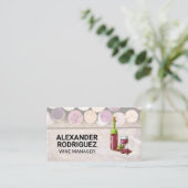 Wijnkurken op houten tafel | Wijnflessen Visitekaartje (Staand voorkant)