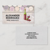 Wijnkurken op houten tafel | Wijnflessen Visitekaartje (Voorkant / Achterkant)