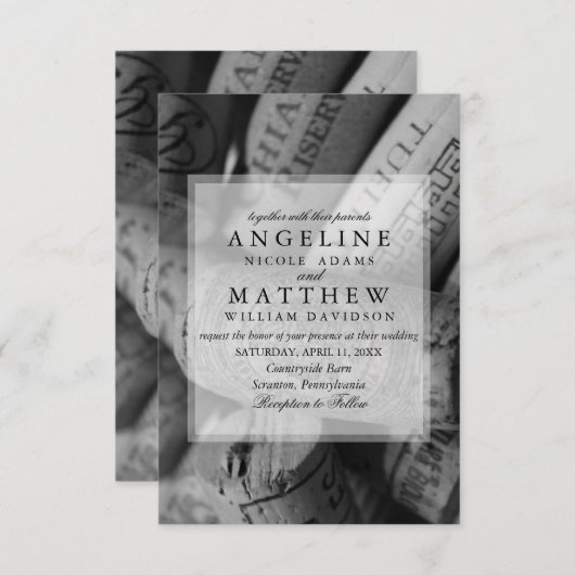 Wijnkurken Weddenschappen Kaart (Voorkant / Achterkant)