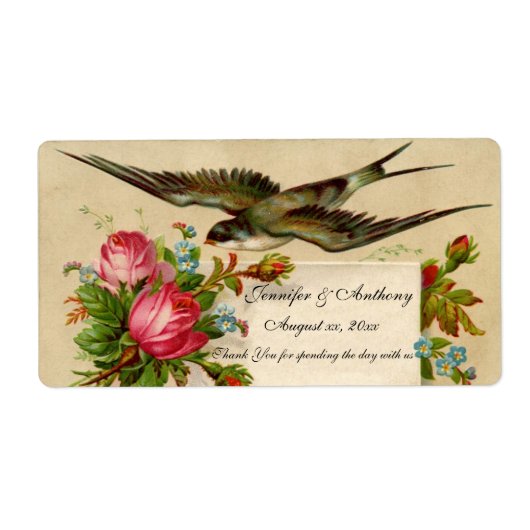 Wijnlabel Bluebird & Rozen Etiket (Voorkant)