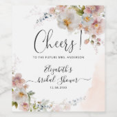 Wijnlabel Bruidsdiner Bloem Roze Wijn Etiket (Enkel label)