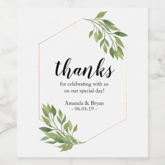 Wijnlabel bruiloft gunst idee groen wijn etiket (Enkel label)