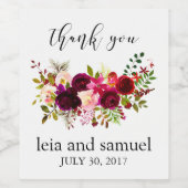 Wijnlabel bruiloft gunsten dank u Waterverf Wijn Etiket (Enkel label)