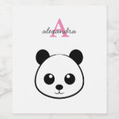 Wijnlabel Cute Panda – Op maat gemaakt monogram di Wijn Etiket (Enkel label)