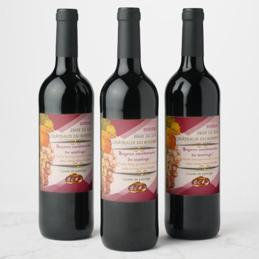 Wijnlabel. Cuvée van de echtgenoten Wijn Etiket (Flessen)