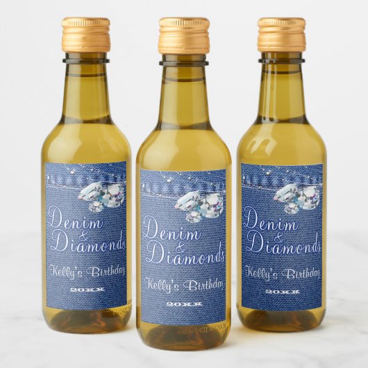 Wijnlabel Denim en Diamonds Wijn Etiket (Flessen)