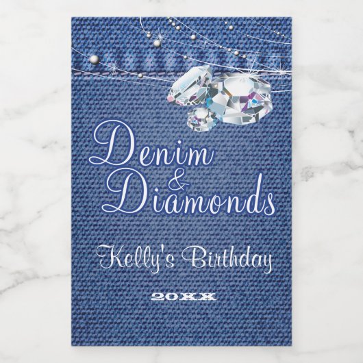 Wijnlabel Denim en Diamonds Wijn Etiket (Enkel label)