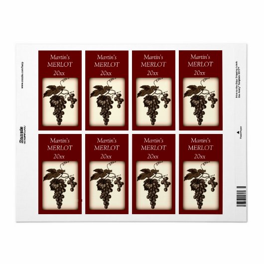 Wijnlabel druiven etiket (Full Sheet)