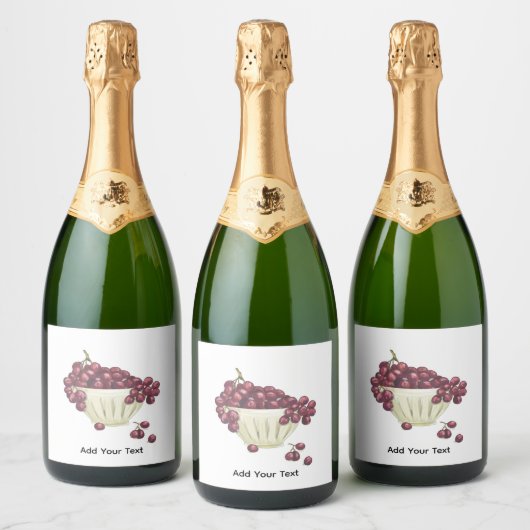 Wijnlabel Druiven Kom Sparkling Wijnetiket (Flessen)
