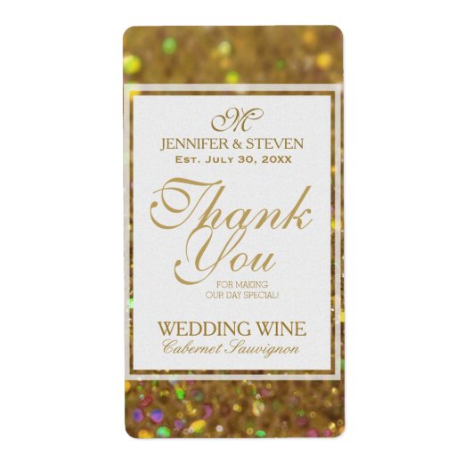 Wijnlabel Faux Gold Glitter Etiket (Voorkant)