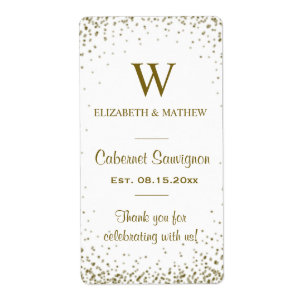 Wijnlabel Gouden Confetti Etiket