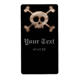 Wijnlabel Halloweenfeest met distressed schedelbot Etiket