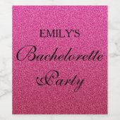 Wijnlabel Hot Pink Glitter Bachelorette Wijn Etiket (Enkel label)
