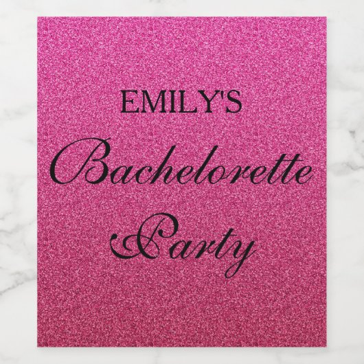 Wijnlabel Hot Pink Glitter Bachelorette Wijn Etiket (Enkel label)