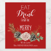 Wijnlabel Kerst Wijn Etiket (Enkel label)