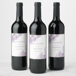 Wijnlabel lavender goudmarmer wijn etiket