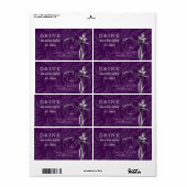 Wijnlabel Leaf Swirls Paars Silver Etiket (Full Sheet)