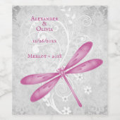 Wijnlabel Magenta Dragonfly Weddenschap Wijn Etiket (Enkel label)