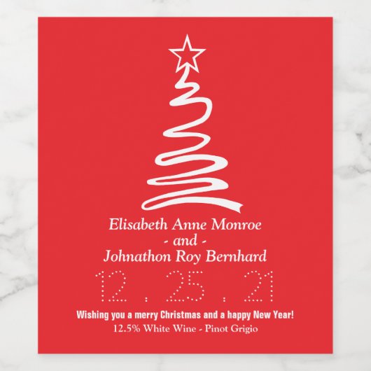Wijnlabel Magische kerstboom Wijn Etiket (Enkel label)